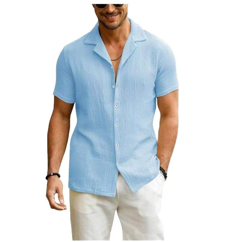 Men's short-sleeve shirt with textured fabric and casual fit Lisslune