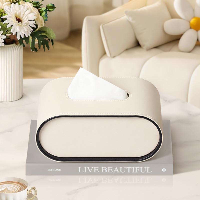 Lisslune | TissuLuxe Oval – Leather Tissue Box Cover for Living Room, Car & Office