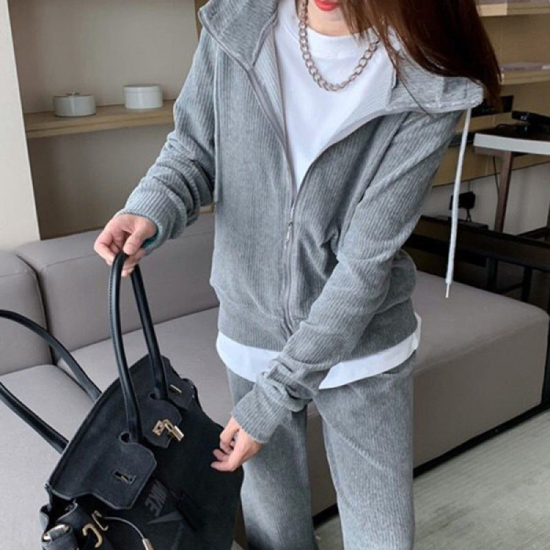 Women's Cozy Sports Set with Zipper and Loose Fit Lisslune