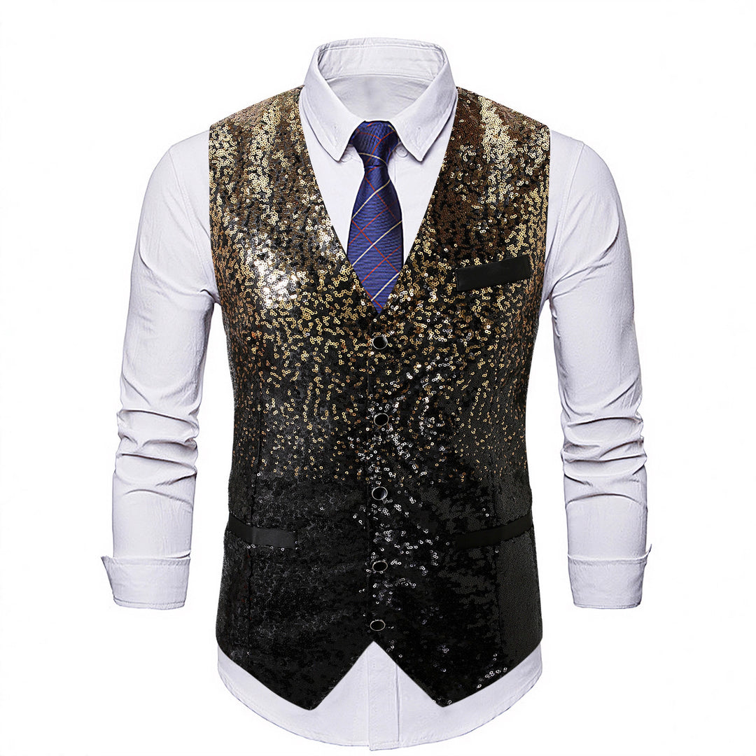 Men's Shimmering Sequin Vest Lisslune