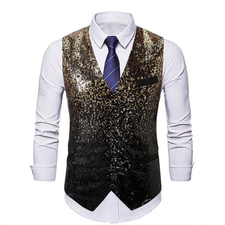Men's Shimmering Sequin Vest Lisslune