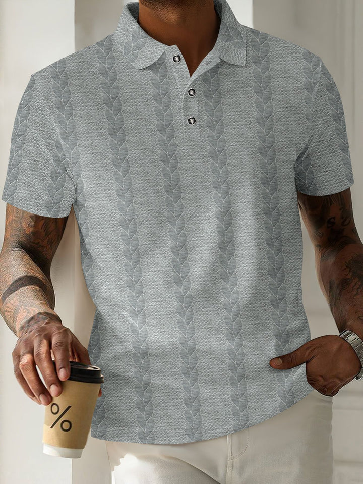 Men's Sporty Polo Shirt with Textured Pattern Lisslune