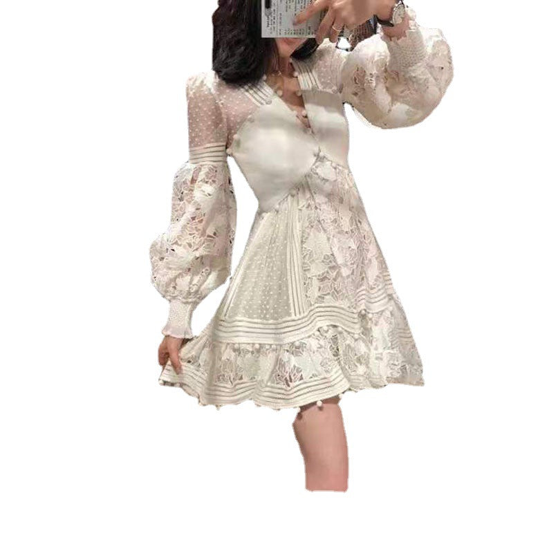 Women's playful floral dress with ruffle details and sheer puff sleeves Lisslune