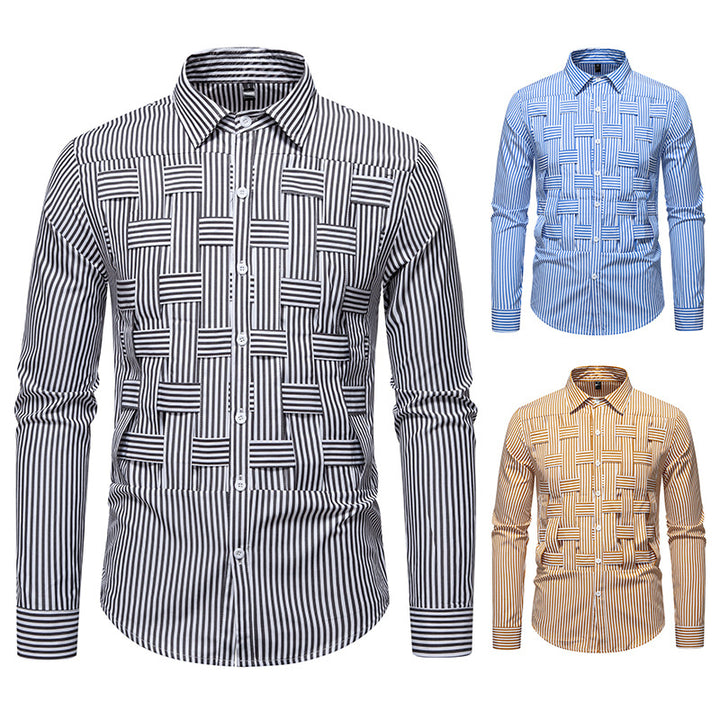 Men's long-sleeve shirt with modern check pattern Lisslune