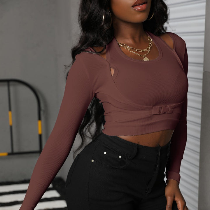 Women's crop top with asymmetrical cut and stylish cut-outs Lisslune