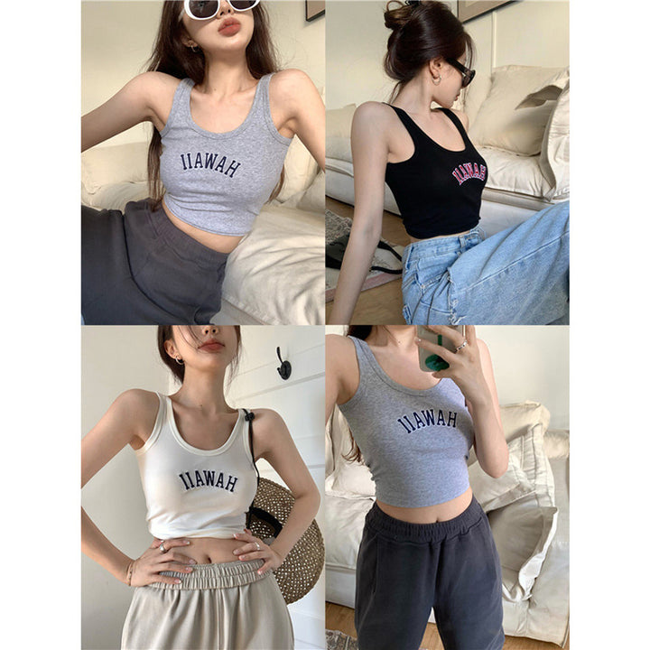 Women's Cropped Tank Top with creative lettering and comfortable fit