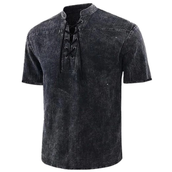 Men's short-sleeve shirt with striking lacing detail Lisslune