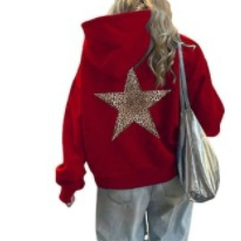 Women’s Hoodie with Glittering Star Motif Lisslune