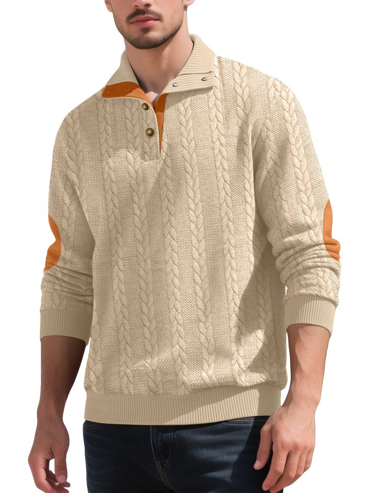 Men's fashionable knitted sweater with button placket and contrast details Lisslune