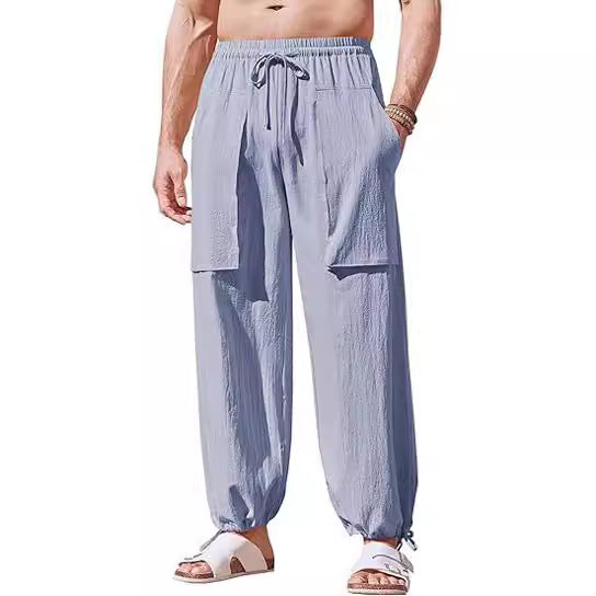 Men's loose summer pants with elastic waistband and pockets Lisslune