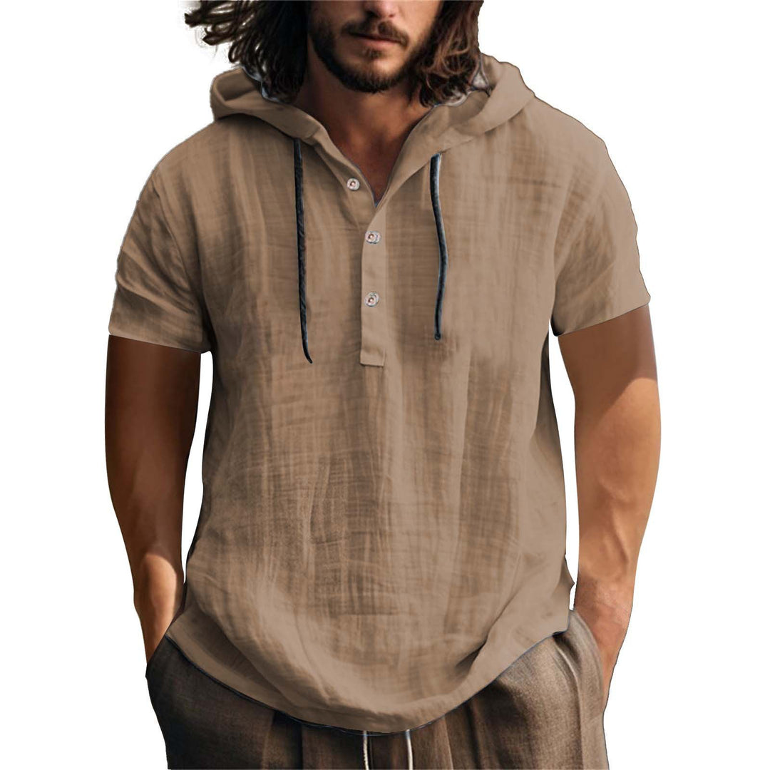 Men's casual hoodie shirt with button placket and comfortable cotton quality Lisslune