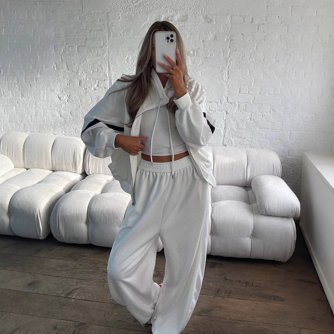 Women's sporty loungewear set with high collar and wide leg Lisslune