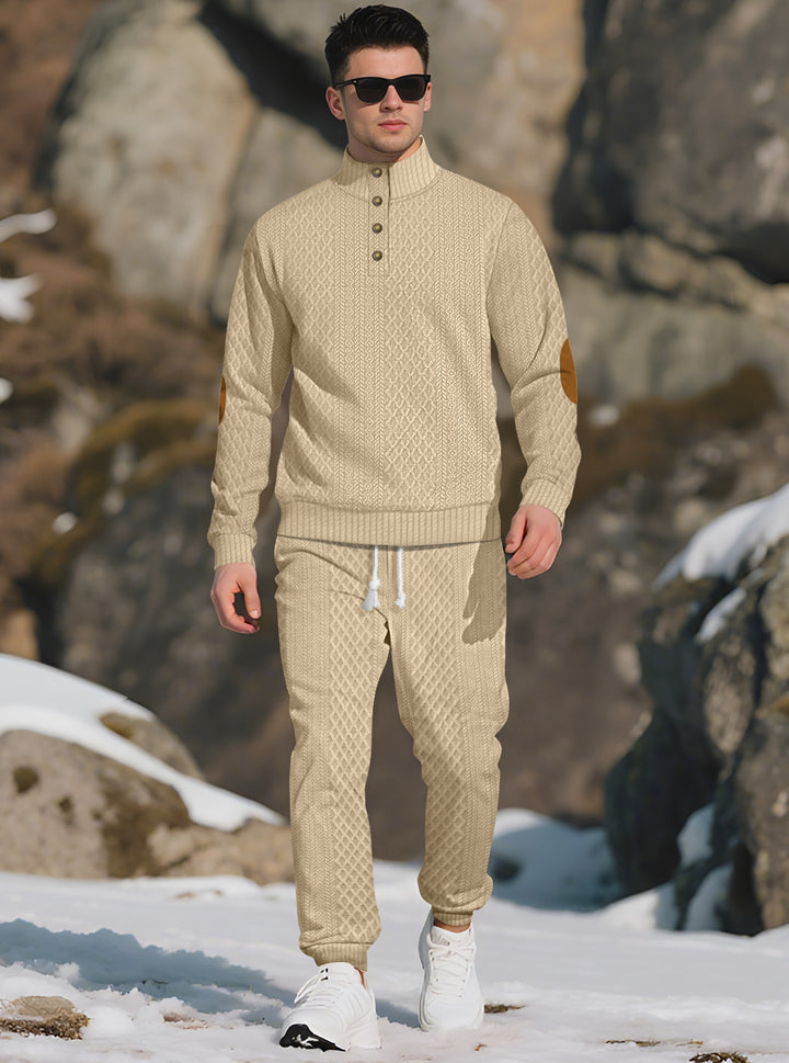 Men's Comfortable Knit Sweater with Stand-Up Collar and Trendy Buttons Lisslune