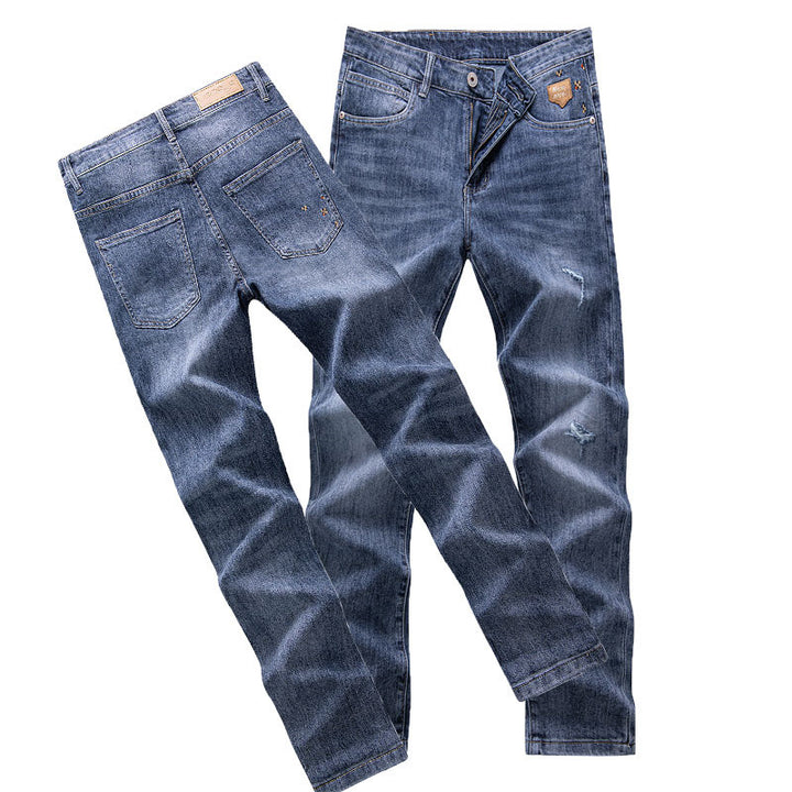 Men's Slim Fit Jeans with Modern Embellishments Lisslune
