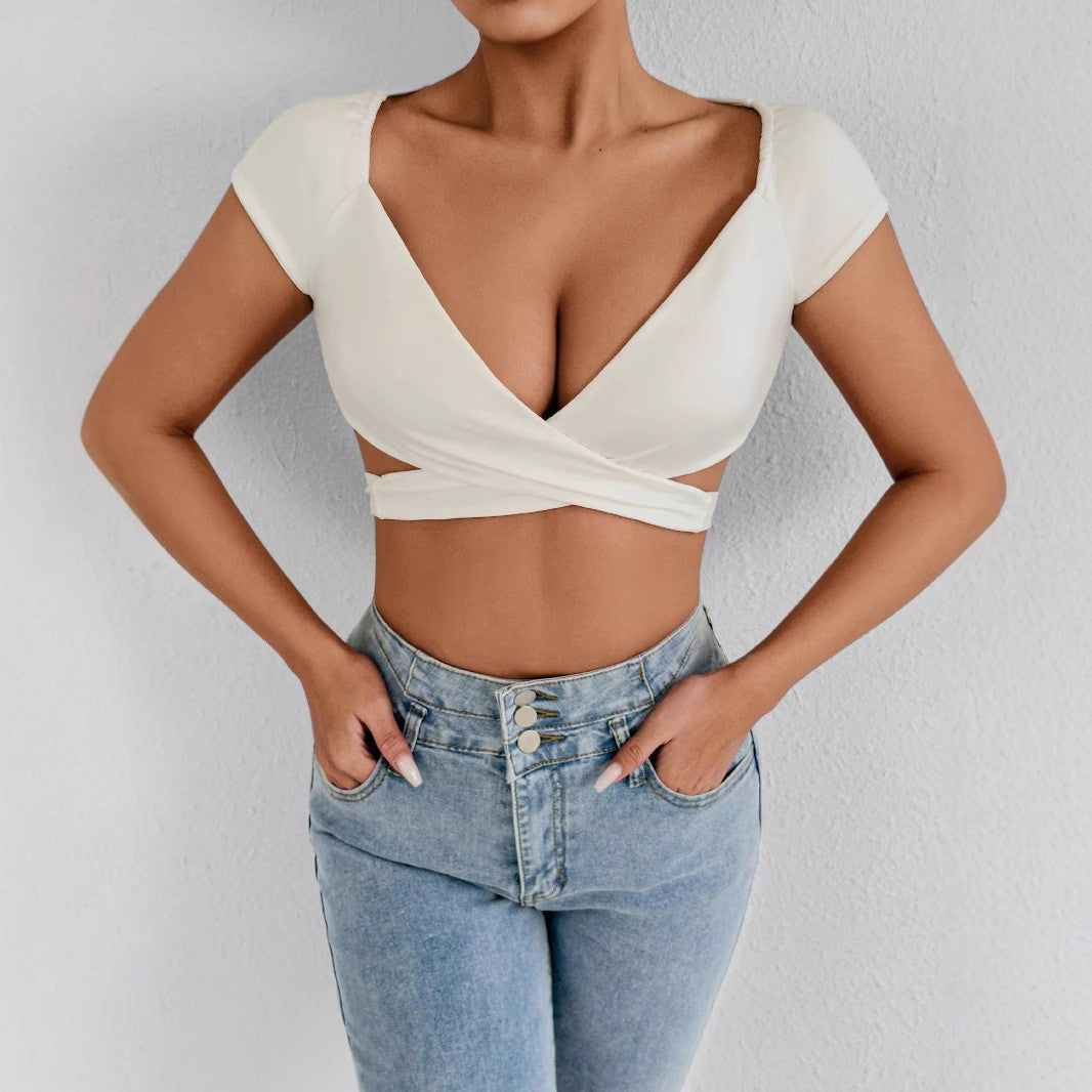 Damen Crop-Top mit elegantem Wickeldesign Lisslune