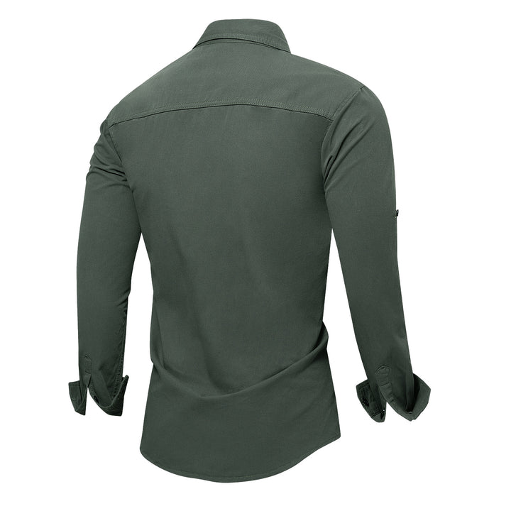 Men's cotton shirt with zipper and chest pockets Lisslune