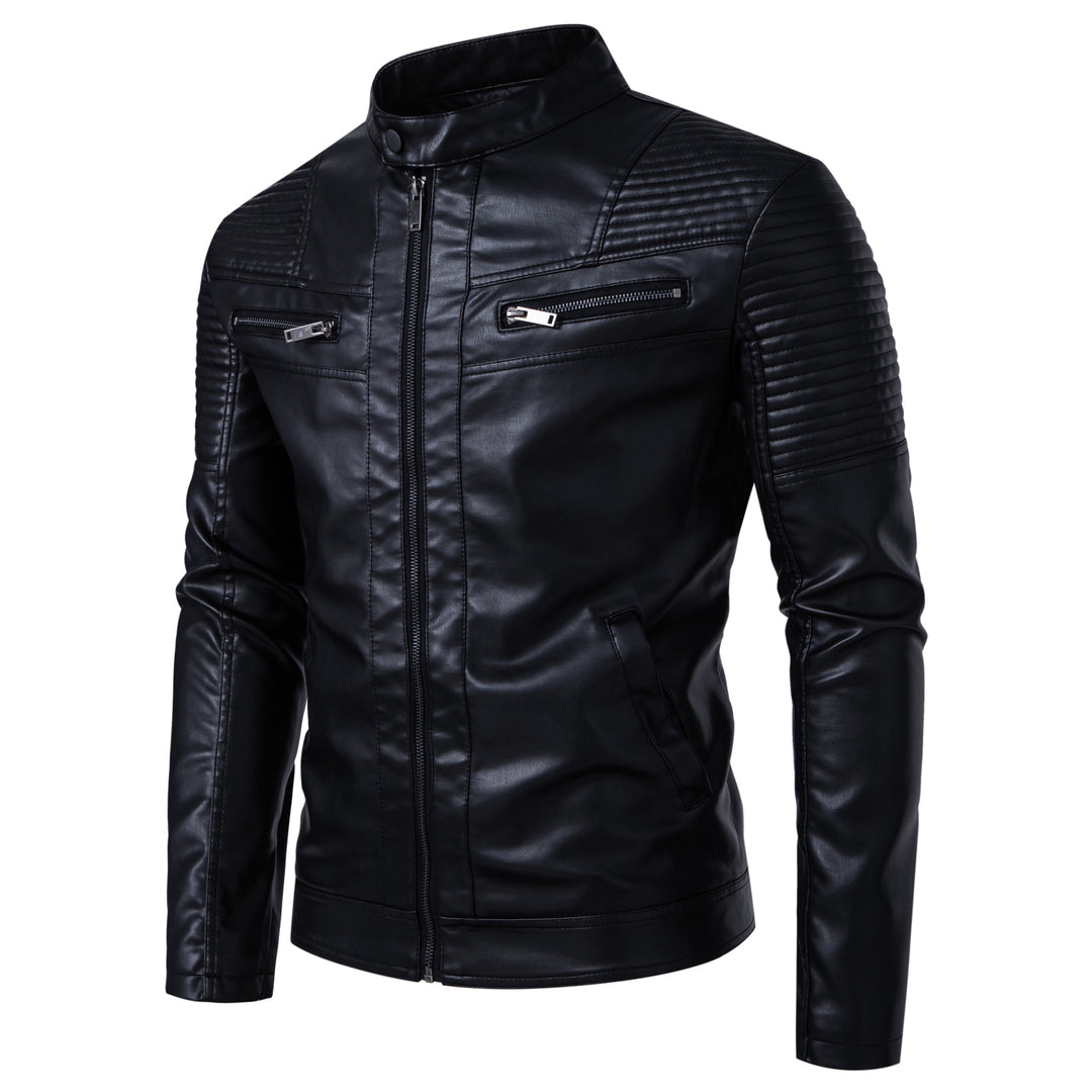 Men's stylish synthetic leather jacket with textured design and innovative details Lisslune