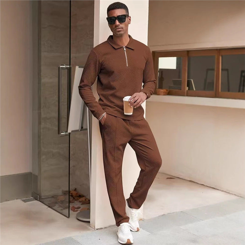 Men's casual leisure sweat set with textured fabric Lisslune