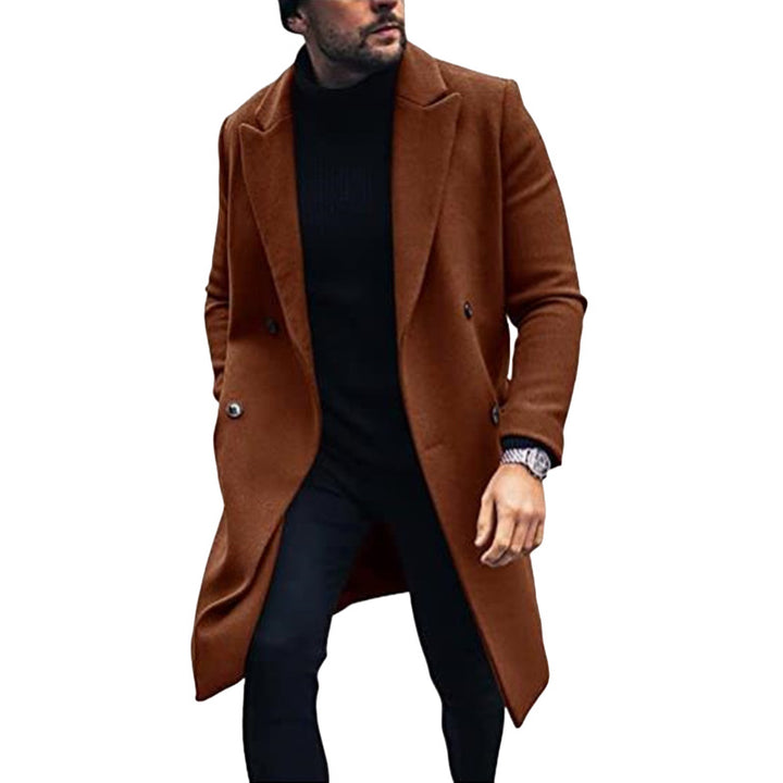 Men's modern long coat with double button row and elegant lapel Lisslune