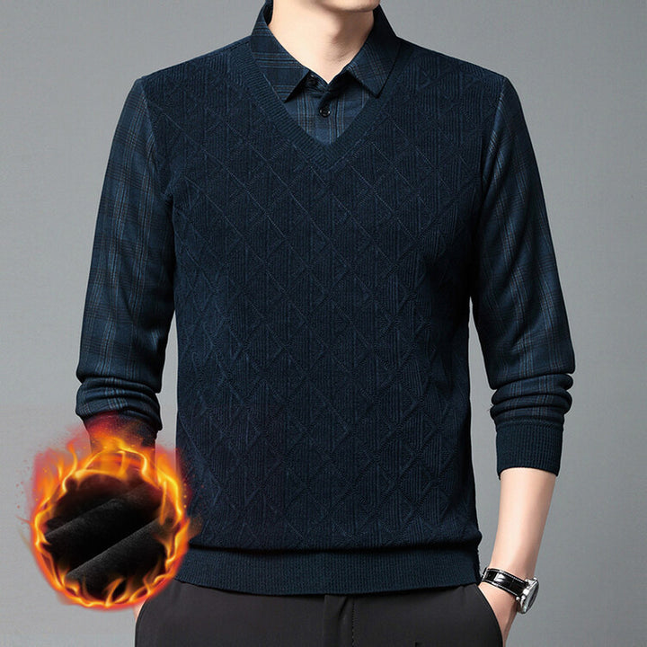 Men's knitted sweater with modern V-neck and textured design Lisslune