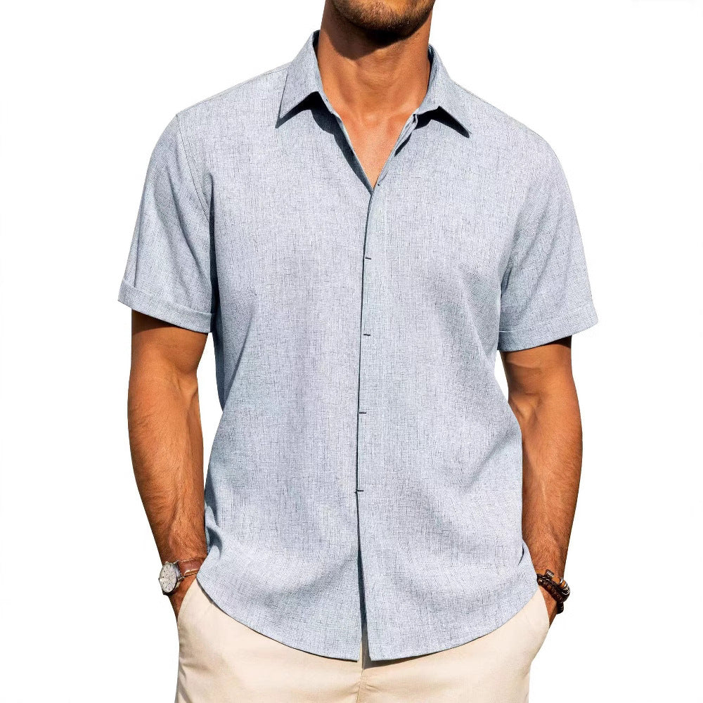 Men's short-sleeve shirt with textured design and modern collar Lisslune