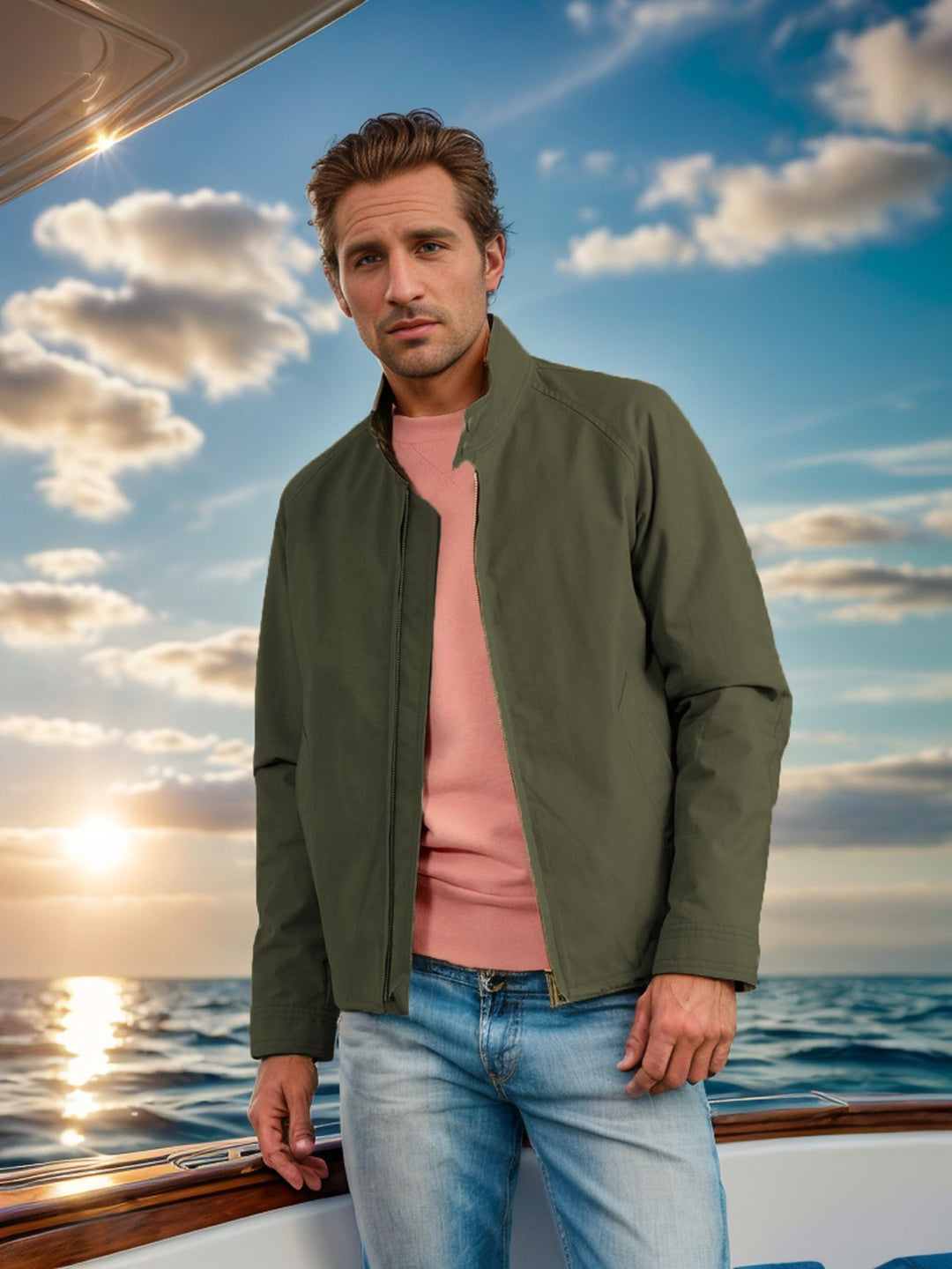 Men's lightweight casual jacket in modern design with stand-up collar Lisslune