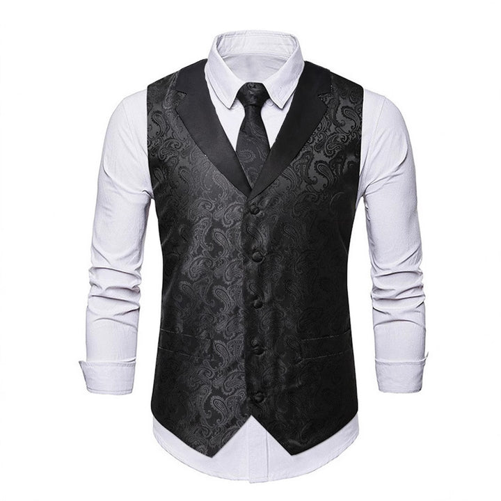 Men's elegant satin vest with paisley pattern Lisslune