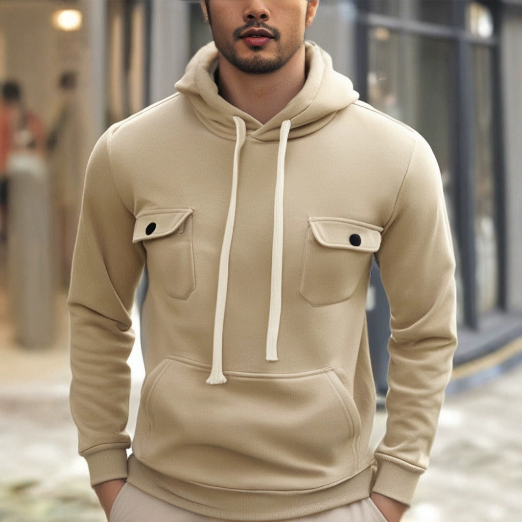 Men's hoodie with practical pockets and textured design Lisslune