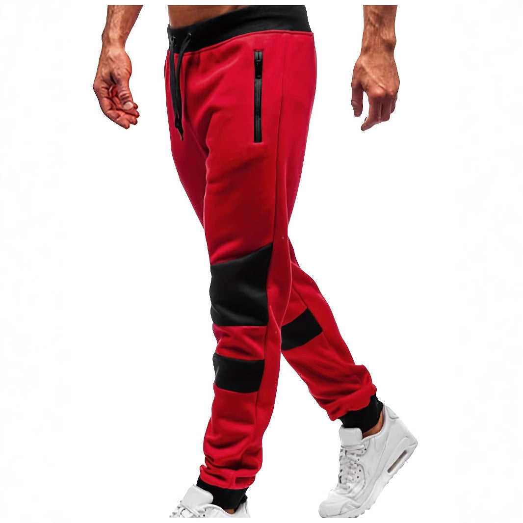 Men's sporty jogging pants with zipper and stylish contrast panels Lisslune