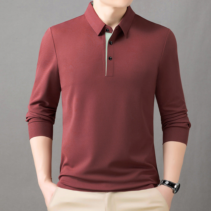 Men's comfortable long-sleeve polo shirt with elegant collar Lisslune