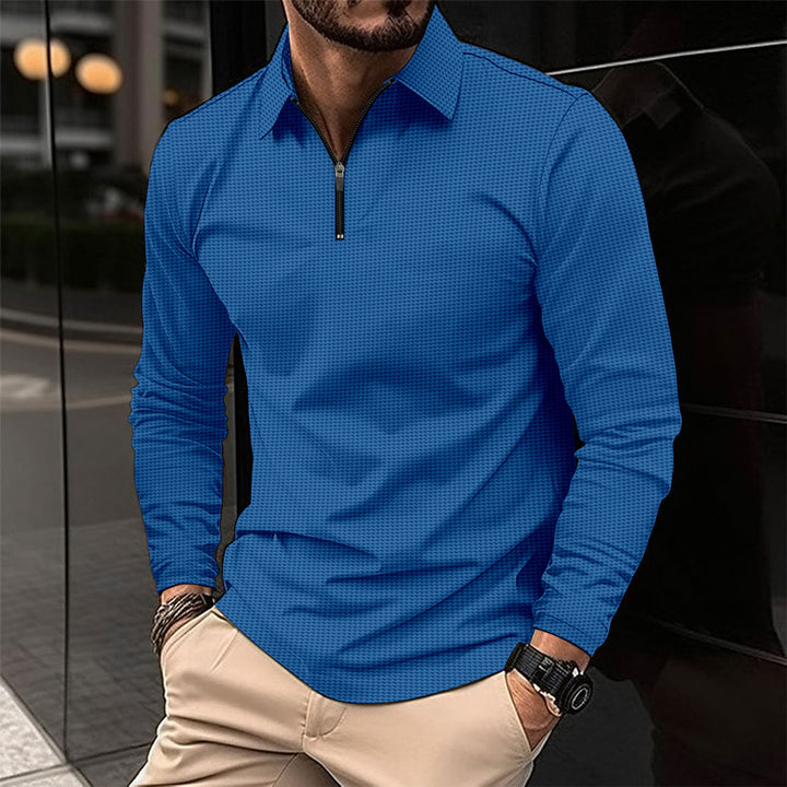 Men's elegant long-sleeve shirt with innovative zipper and textured outer material Lisslune