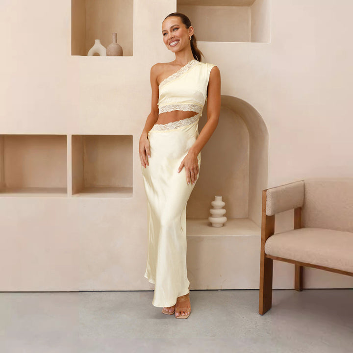 Women's elegant wedding dress with asymmetric design and lace Lisslune