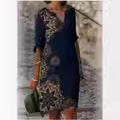 Ladies luxurious V-neck dress with floral design and short sleeve Lisslune