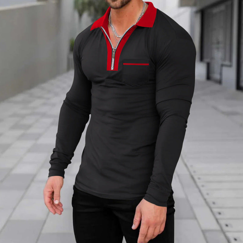 Men's long sleeve with modern stand-up collar and zipper Lisslune