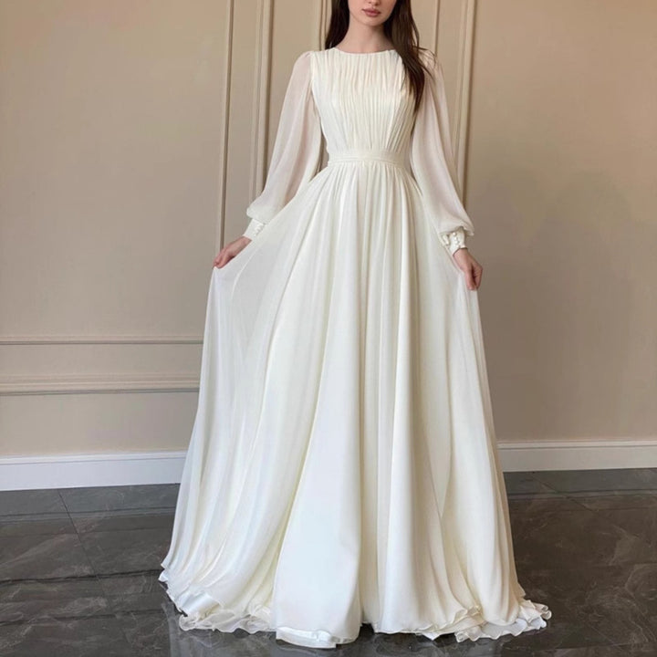 Women's Maxi Party Dress with Long Flowing Sleeves and Lace Accents Lisslune