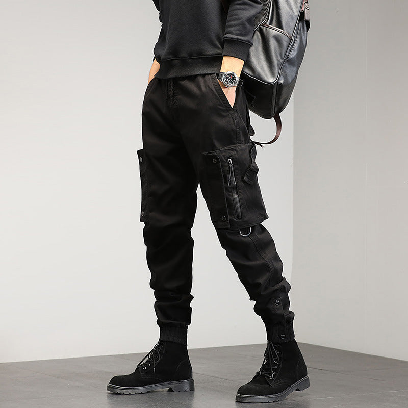 Men's cargo pants with stylish zip pockets and elastic waistband Lisslune