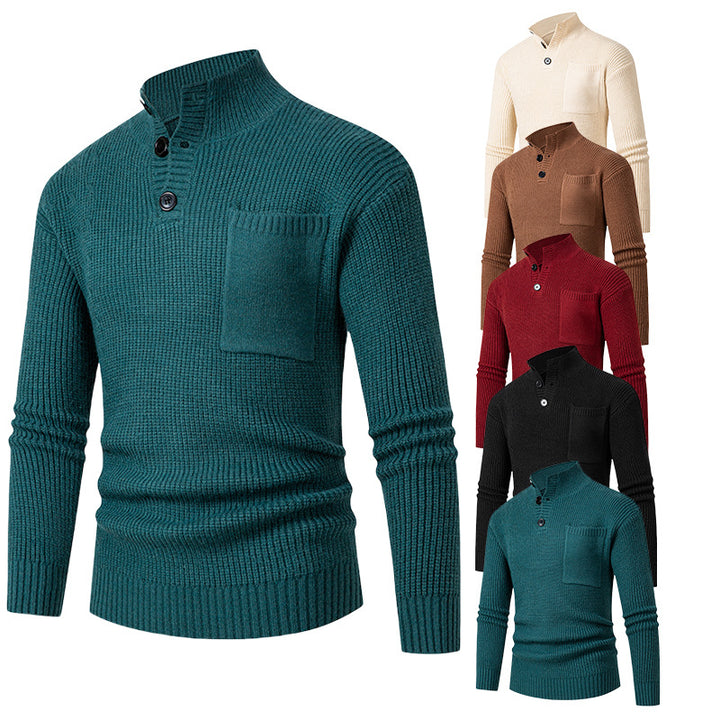 Men's High-Quality Sweater with Modal Pattern and Chest Pocket Lisslune