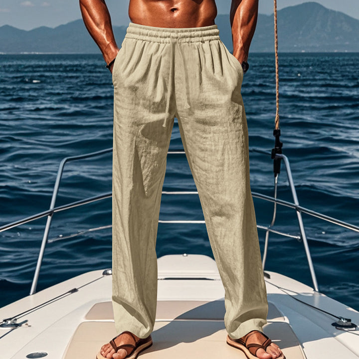Men's casual cargo pants made of lightweight, breathable material with an elastic waistband and wide legs Lisslune