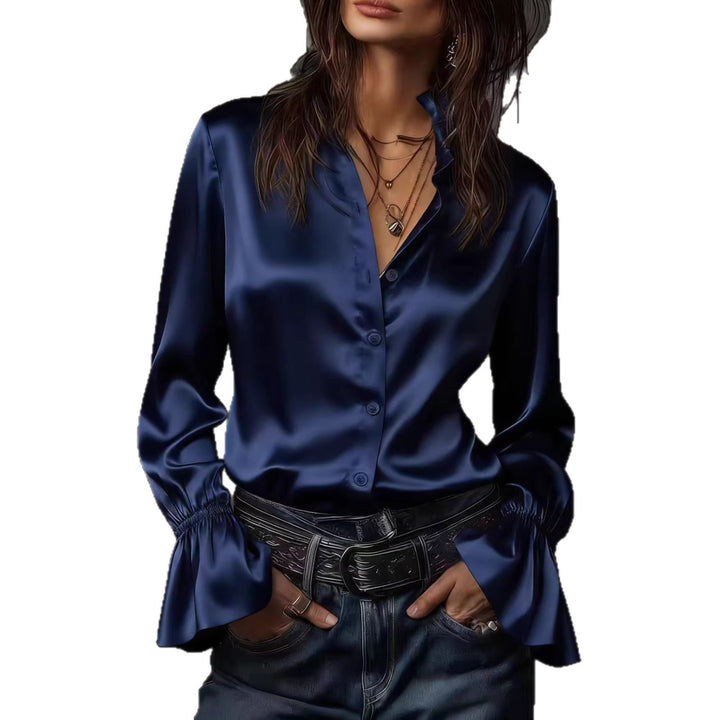 Damen Elegante Seidenbluse mit Raffungen an den Ärmeln Lisslune