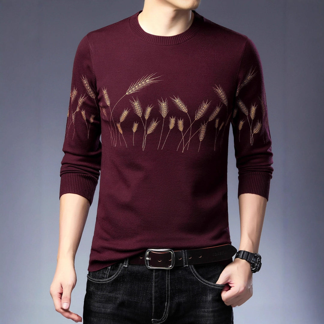 Men's knit sweater with elegant grain motif Lisslune