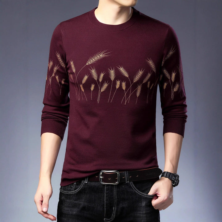 Men's knit sweater with elegant grain motif Lisslune