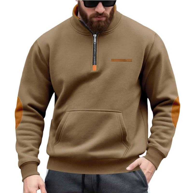 Men's hoodie with half zipper and color accents Lisslune