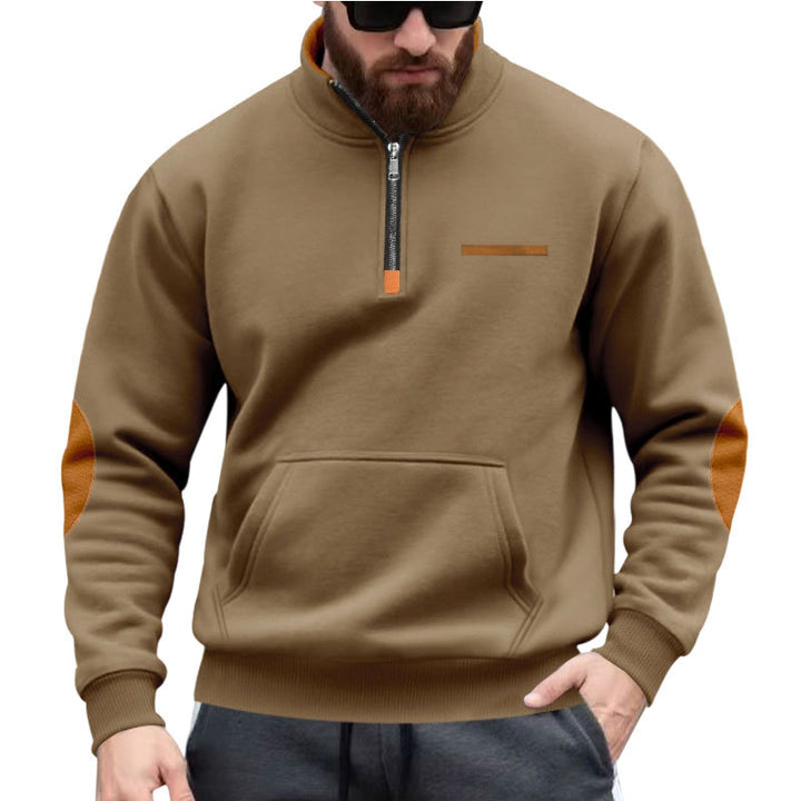 Men's hoodie with half zipper and color accents Lisslune
