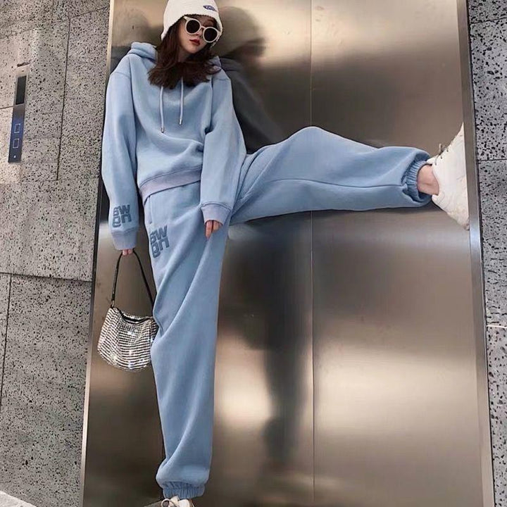 Women's Sporty Fleece Hoodie Set with Soft Inner Lining Lisslune