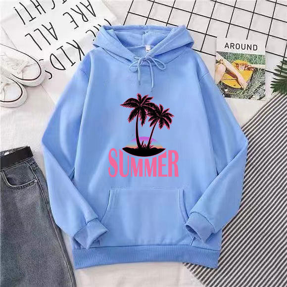 Women's hoodie with summer motif and tropical palm print Lisslune