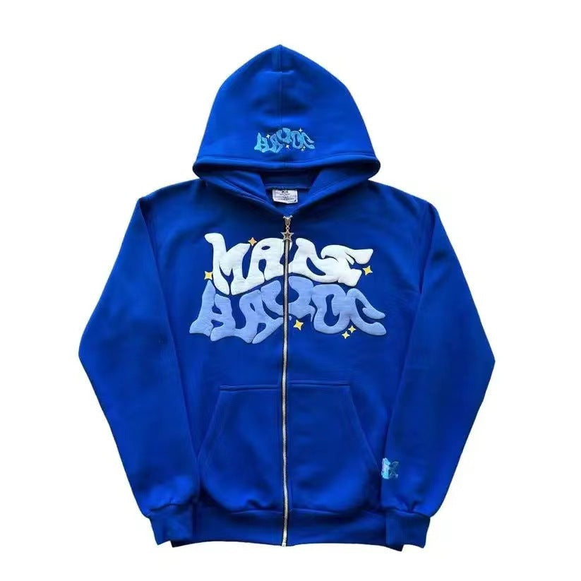 Women's hooded jacket with creative graphic design and high-quality zipper Lisslune