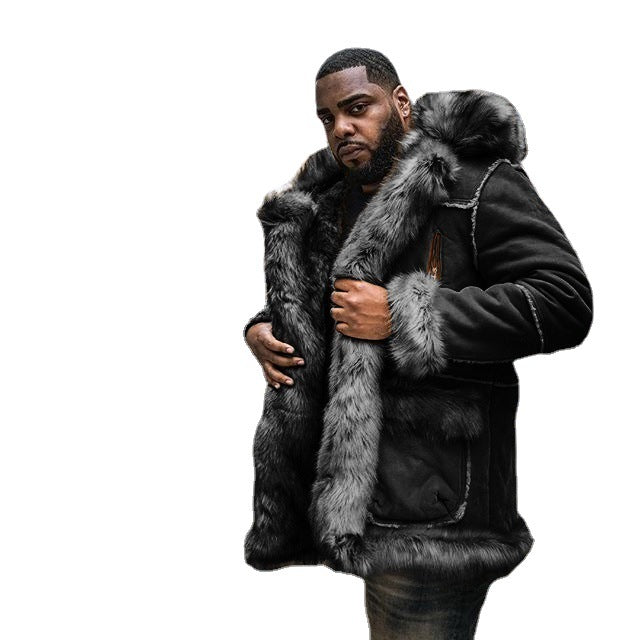 Men's lambskin jacket with luxurious synthetic fur collar and sturdy seams Lisslune