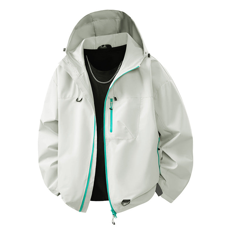 Men's Waterproof Outdoor Jacket with Adjustable Hood and Practical Zip Pockets Lisslune