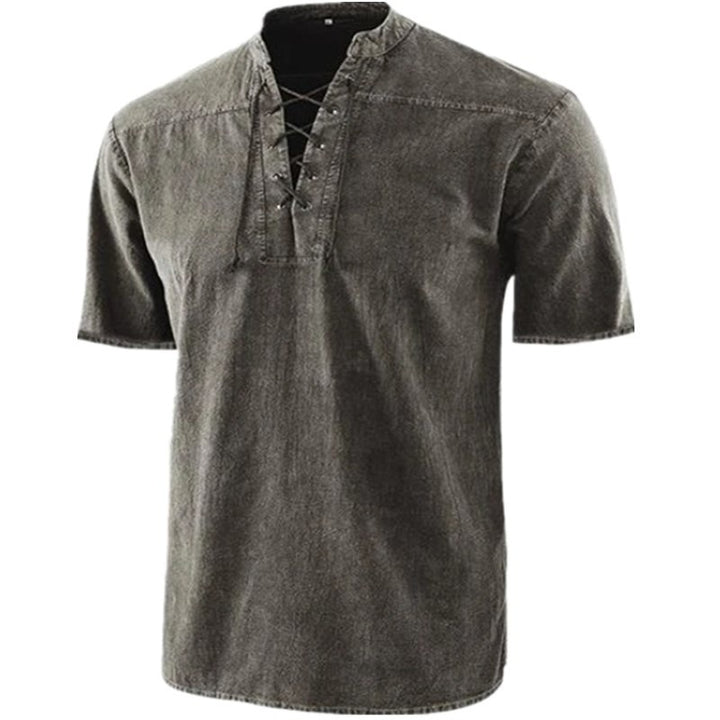Men's short-sleeve shirt with striking lacing detail Lisslune
