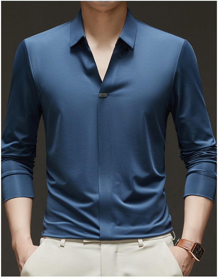 Men's Slim-Fit Long Sleeve Shirt made of high-quality functional fiber Lisslune